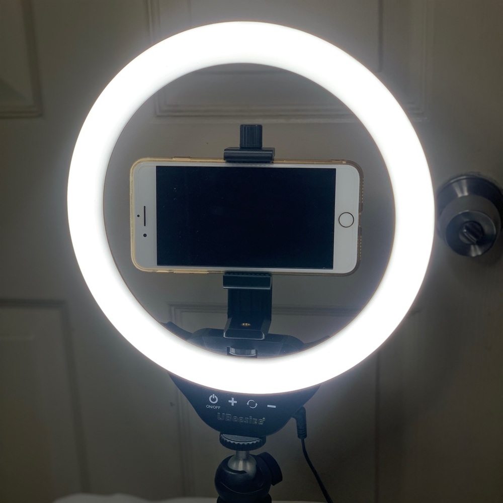 10" LED Ring Light with Tripod Stand & Phone Holder, UBeesize Dimmable Desk